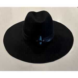 Lovely Bird 100% Wool Hat Western Boho Country Turquoise Floppy READ